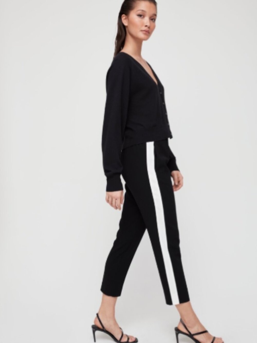 Babaton Conan Black Trousers White Side Stripe Size 2 Crop Pants
